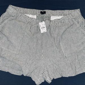 NWT J Crew XL Linen Blend Short High-Rise Striped Pockets Chambray Drawstring
